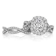 Henri Daussi Pave Twist Diamond Halo Engagement Ring