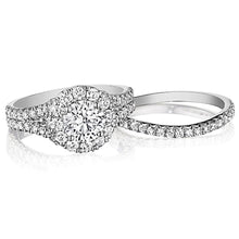 Henri Daussi Split Shank Halo Diamond Engagement Ring