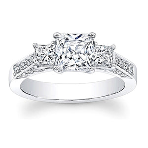 3-Stone Princess Cut Diamond Engagement ring