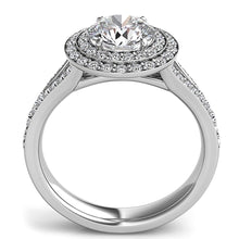 Double Row Round Halo Split Shank Engagement Ring