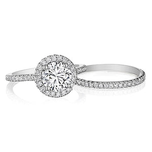 Henri Daussi Pave Halo Diamond Engagement Ring