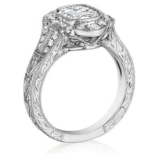 Henri Daussi Engraved Halo Diamond Engagement Ring