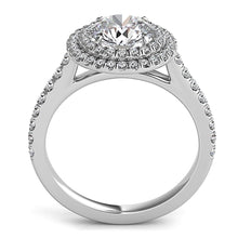 Double Row Round Halo Diamond Engagement Ring