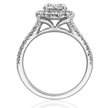 Henri Daussi Split Shank Halo Diamond Engagement Ring