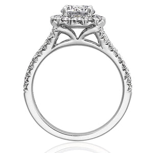 Henri Daussi Split Shank Halo Diamond Engagement Ring