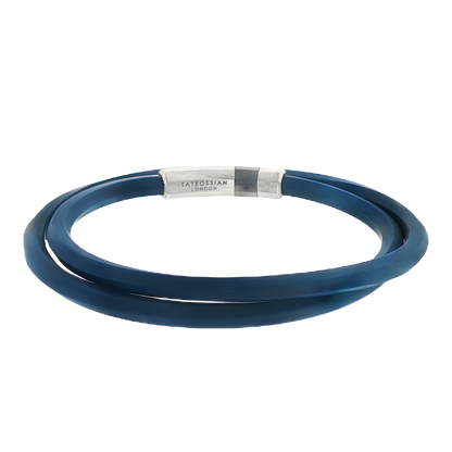 Tateossian Blue Rubber Octagon Bracelet With Rhodium-Plated Sterling Silver — photo 1 of 1