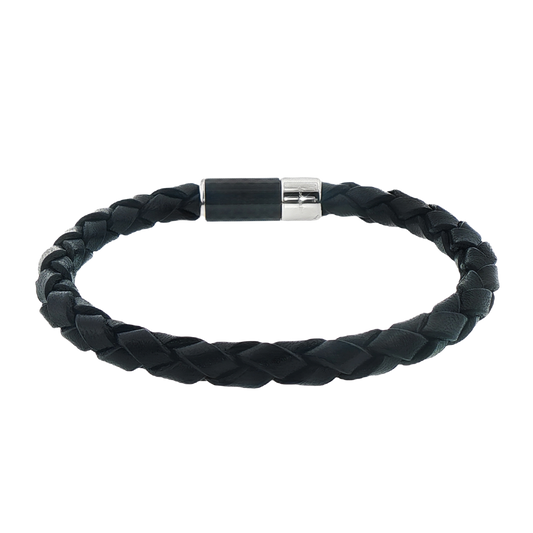 Tateossian Carbon Pop Bracelet With Black Leather and Carbon Fibre — photo 1 of 1