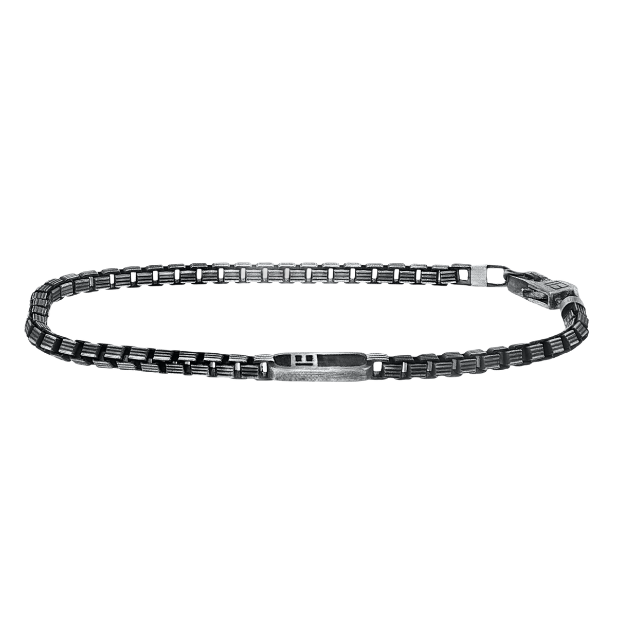 Tateossian Catena Signifier Trigato Box Chain Bracelet In Oxidised Plated Silver — photo 1 of 1