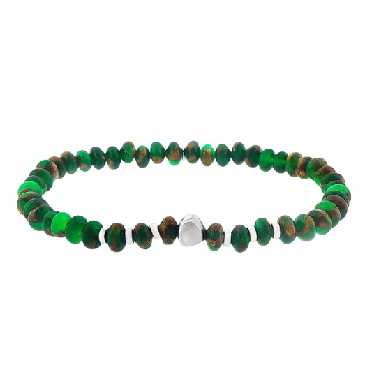 Tateossian Nepal Bracelet In Green Jasper With Rhodium Plated Sterling Silver — photo 1 of 1