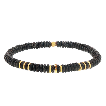 Tateossian Positano Beaded Bracelet In Yellow Gold Plated Silver with Brown Obsidian — photo 1 of 1