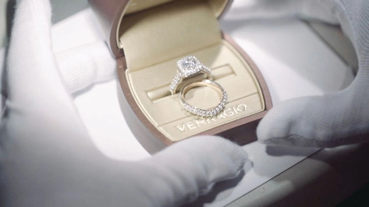 Verragio diamond engagement ring presented in its signature ring box