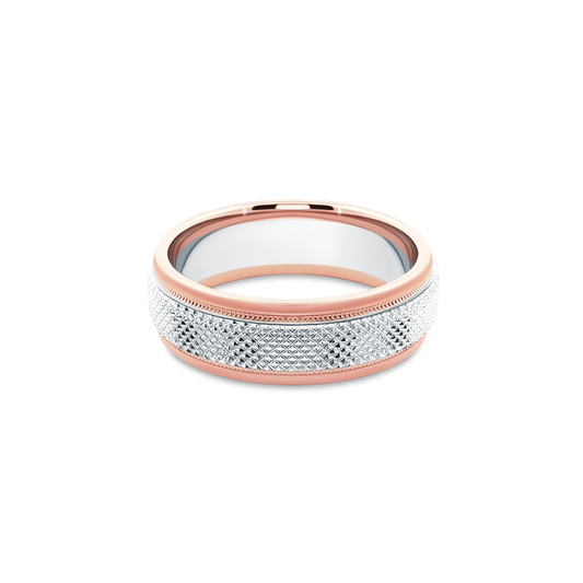 Verragio VWS-215-7RWR men's wedding band in two-tone white and rose gold
