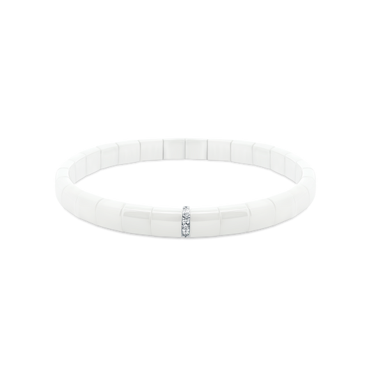 White Ceramic Stretch Bracelet With 14k White Gold — photo 1 of 2