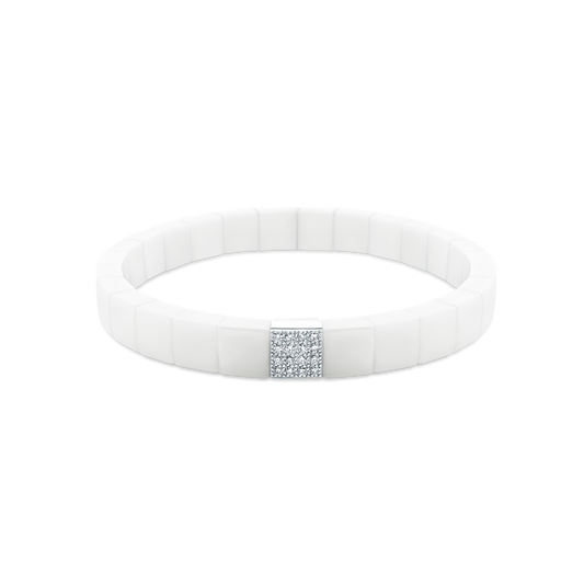 White Ceramic Stretch Bracelet With Diamonds — photo 1 of 2