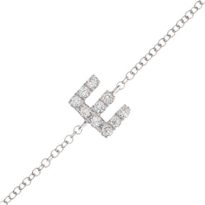Pick your initial for this easy to style bracelet, featuring pave-s...