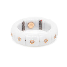 stretch coil ring featuring white ceramic and rose gold, bezel-set ...