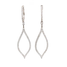 These elegantly designed 14k white gold earrings feature a slim tea...