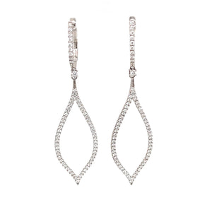 These elegantly designed 14k white gold earrings feature a slim tea...
