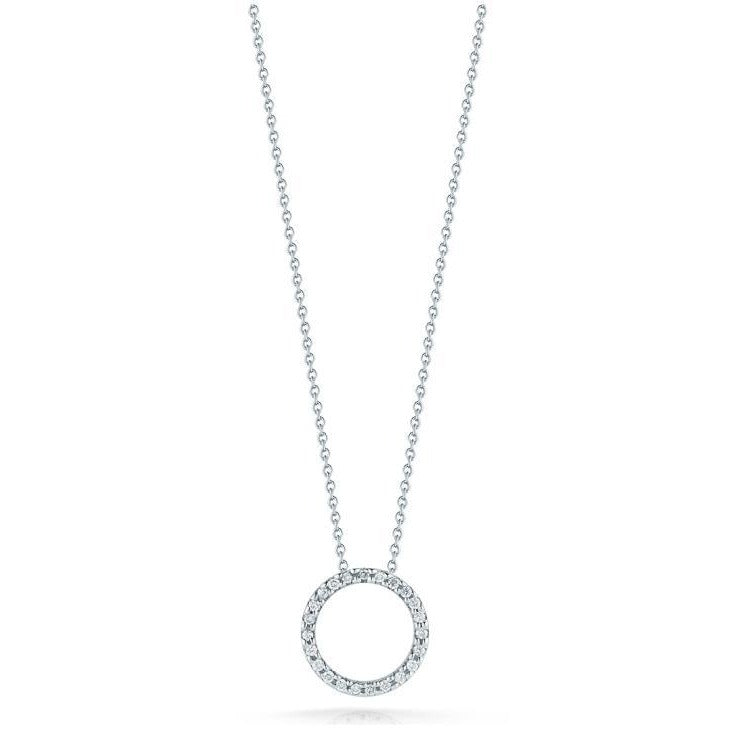 This necklace from Roberto Coin features round brilliant cut diamon...