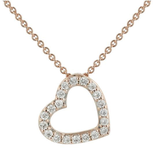 This heart necklace features round brilliant cut diamonds that tota...