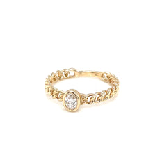 0.23ct 14k yellow gold link ring with oval diamond 360 video view