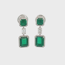 18k White Gold Diamond and Emerald Drop Earrings