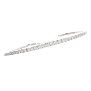 14k white gold bangle with clasp closure features pave-set diamonds...