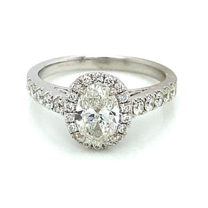 1.49ct Oval Cut 14k White Gold Halo Engagement Ring