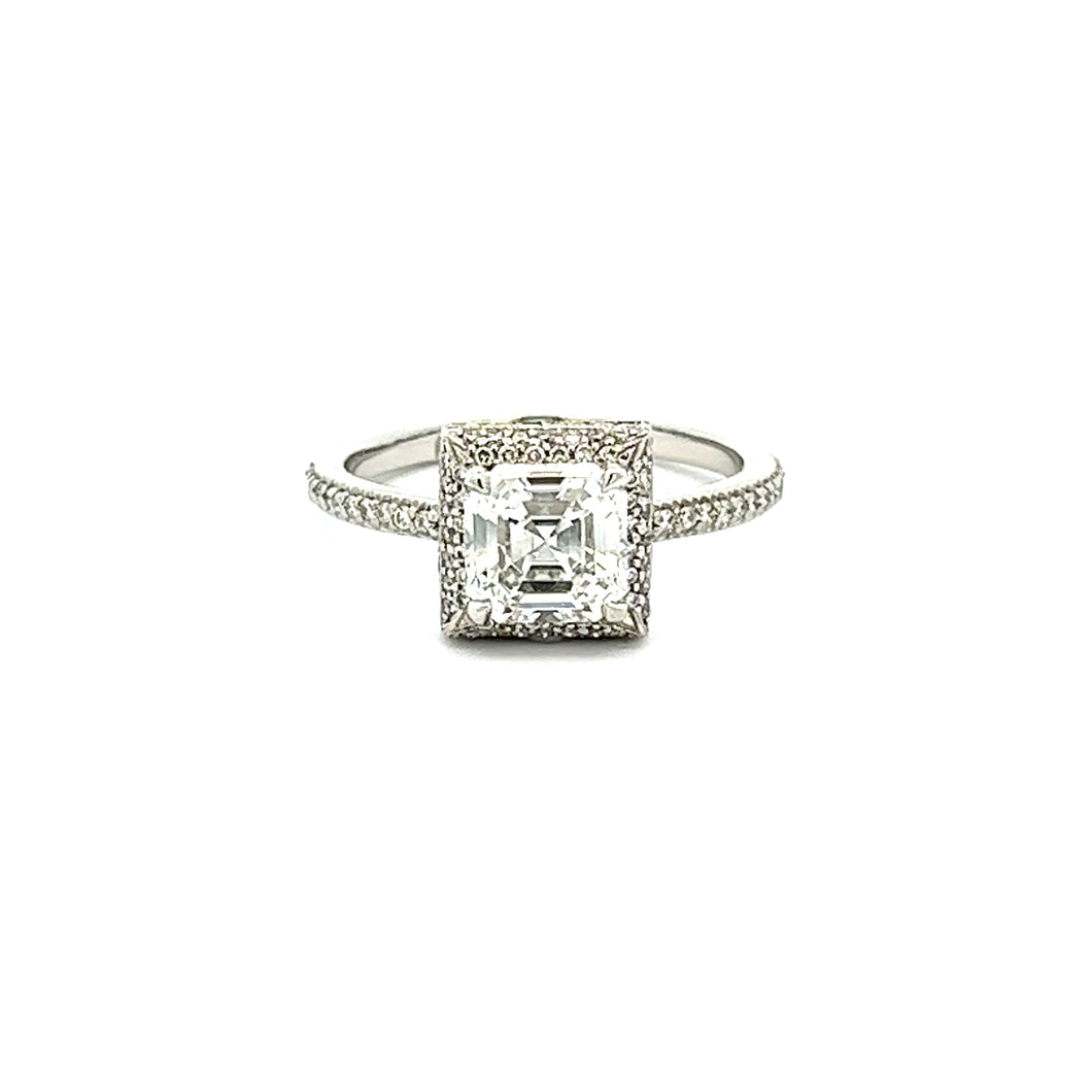 1.82ct Asscher Cut Diamond Platinum Engagement Ring