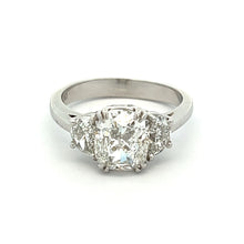 2.96ct Three Stone Cushion Cut Platinum Diamond Engagement Ring