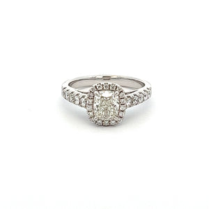 This timeless style engagement ring features a 1.08ct cushion cut d...