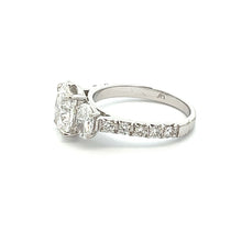 2.99ct Three Stone Oval Shape 18K White Gold Diamond Engagement Ring
