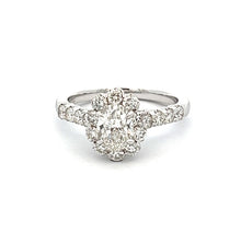 1.65ct Oval Cut 18k White Gold Vintage Style Engagement Ring