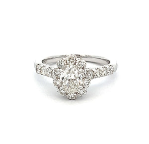 This vintage inspired engagement ring features a .80ct oval cut dia...