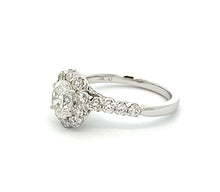 1.65ct Oval Cut 18k White Gold Vintage Style Engagement Ring