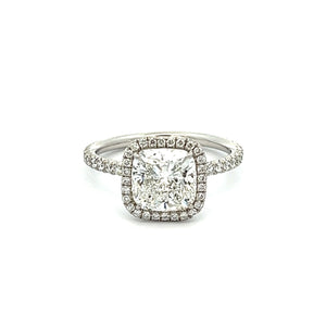 2.67ct Cushion Cut Platinum Halo Diamond Engagement Ring
