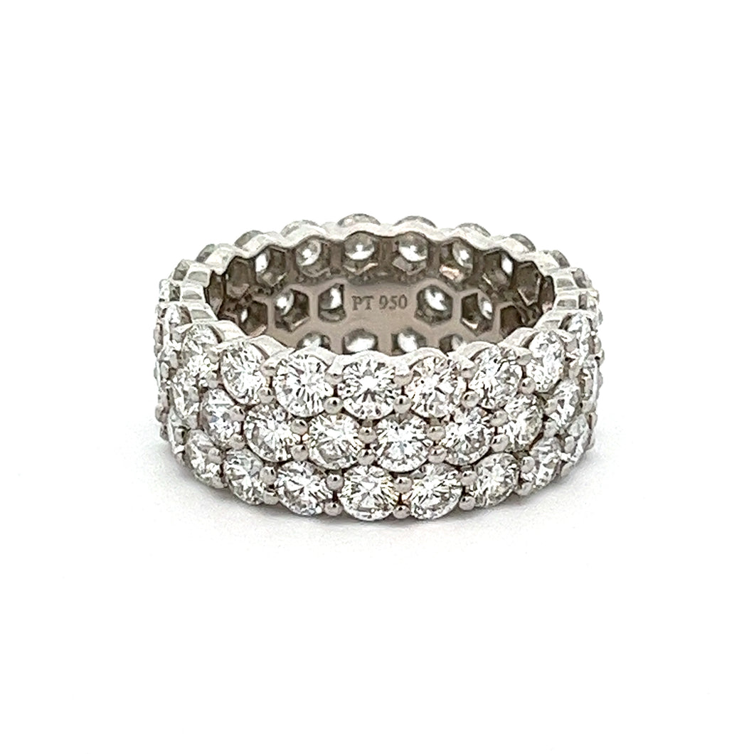 Platinum 3 Row Honeycomb Diamond Band- 6.82ctw
