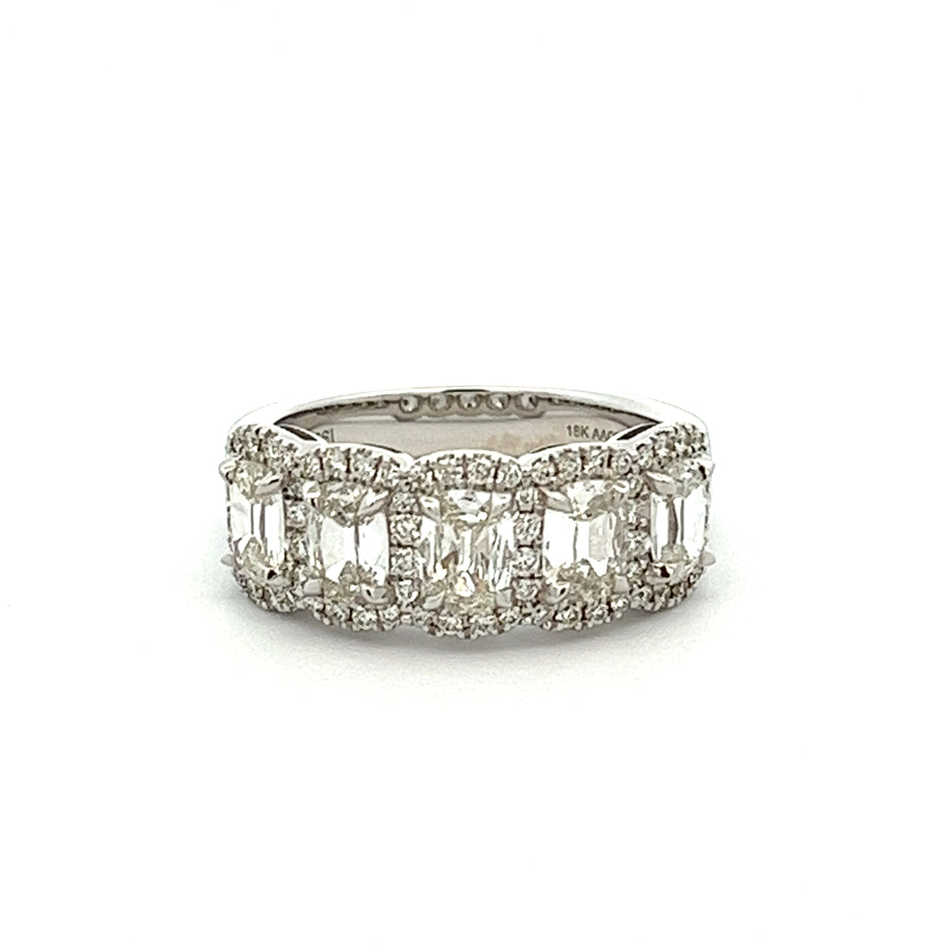 Henri Daussi 5 Stone Cushion Cut Diamond Band