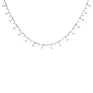 this necklace features round brilliant cut and pear shape diamonds ...