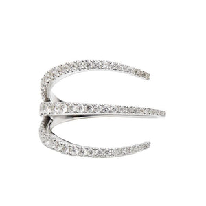 This ring features pave set round brilliant cut diamonds that total...