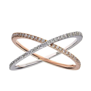 18k White & Rose Gold Diamond X Ring