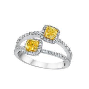18k White Gold Yellow & White Diamond Ring