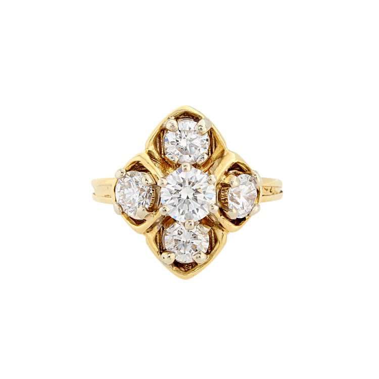 This ring features round brilliant cut diamonds that total 1.08cts.