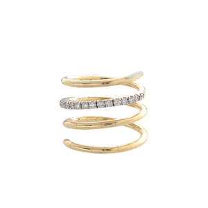 This flexible ring features a row of round brilliant cut diamonds t...