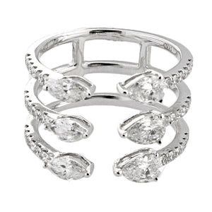 18k White Gold 3 Way Bypass Diamond Ring