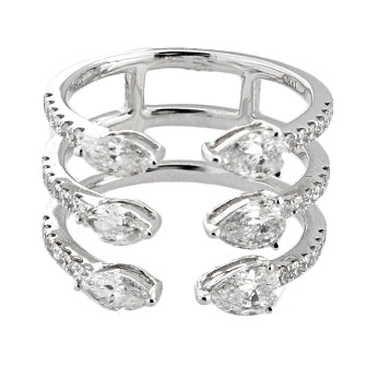 18k White Gold 3 Way Bypass Diamond Ring
