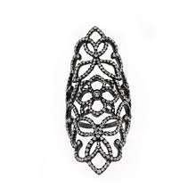 18k White Gold & Black Rhodium Diamond Floral Statement filigree Ring