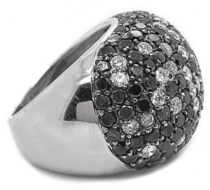 14k White Gold Black & White Diamond Ring