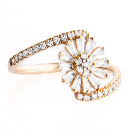 14K Rose Gold Diamond Petal Ring