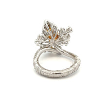 18k White Gold Fancy Orange Diamond Flower Ring